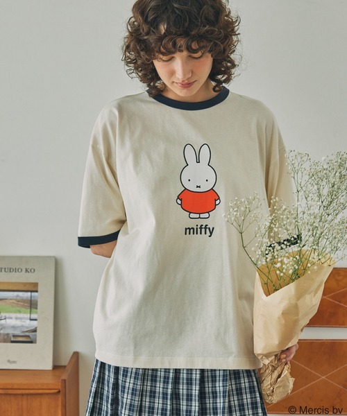 MUVEIL　Miffyミッフィー　コラボTシャツ　半袖プリントシャツ miffy/ミッフィー】英字プリント半袖Tシャツ Life Style by