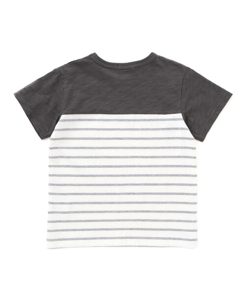 BeBe(ベベ)の「リーフ柄ボーダー切り替え天竺半袖Tシャツ(90~150cm)(Tシャツ/カットソー・キッズ・ブルー系その他2/グレー系その他・150cm/140cm/130cm/120cm)」の7枚目の写真