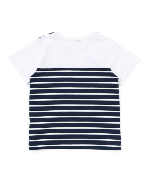 BeBe(ベベ)の「リーフ柄ボーダー切り替え天竺半袖Tシャツ(90~150cm)(Tシャツ/カットソー・キッズ・ブルー系その他2/グレー系その他・150cm/140cm/130cm/120cm)」の9枚目の写真