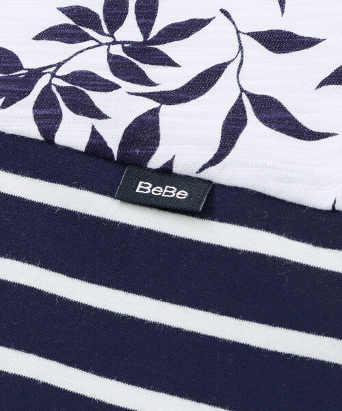 BeBe(ベベ)の「リーフ柄ボーダー切り替え天竺半袖Tシャツ(90~150cm)(Tシャツ/カットソー・キッズ・ブルー系その他2/グレー系その他・150cm/140cm/130cm/120cm)」の11枚目の写真