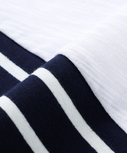 BeBe(ベベ)の「リーフ柄ボーダー切り替え天竺半袖Tシャツ(90~150cm)(Tシャツ/カットソー・キッズ・ブルー系その他2/グレー系その他・150cm/140cm/130cm/120cm)」の14枚目の写真