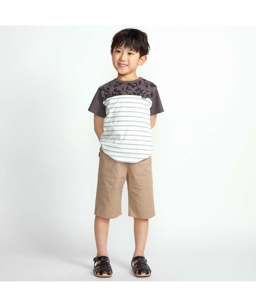 BeBe(ベベ)の「リーフ柄ボーダー切り替え天竺半袖Tシャツ(90~150cm)(Tシャツ/カットソー・キッズ・ブルー系その他2/グレー系その他・150cm/140cm/130cm/120cm)」の15枚目の写真