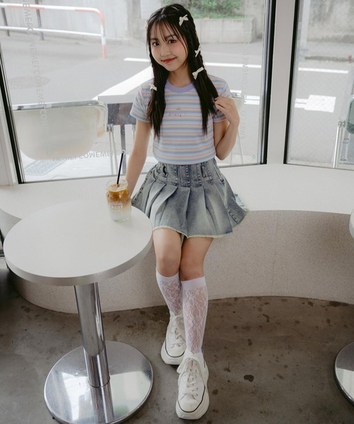 キッズ♡ガールズ♡トップス♡スカート♡おまとめ♡ クラッシュ デニム プリーツ スカート【キッズお揃い
