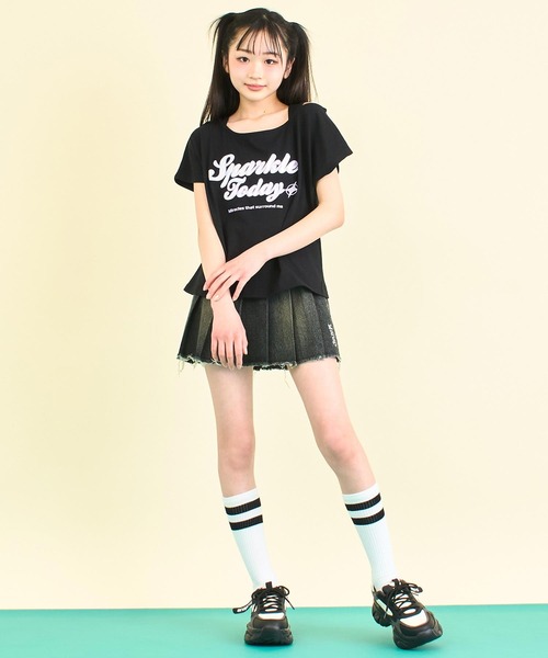 キッズ♡ガールズ♡トップス♡スカート♡おまとめ♡ クラッシュ デニム プリーツ スカート【キッズお揃い