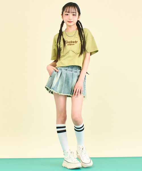 キッズ♡ガールズ♡トップス♡スカート♡おまとめ♡ クラッシュ デニム プリーツ スカート【キッズお揃い