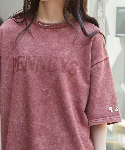 PENNEYS(ぺニーズ)の「PENNEYS/ペニーズ 別注 THE FOX ロゴ ヴィンテージスノーウォッシュ加工 ワッペン刺繍 半袖スウェットカットソー(Tシャツ/カットソー・レディース・ネイビー/グレイッシュベージュ/レッド/ブラック/ライトグレー・M/S/L)」の5枚目の写真