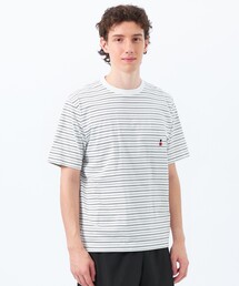 MACKINTOSH PHILOSOPHY（ﾏｯｷﾝﾄｯｼｭ ﾌｨﾛｿﾌｨｰ）の「バッキンガムベア ランダムボーダー ワンポイントTシャツ（Tシャツ/カットソー・メンズ）」