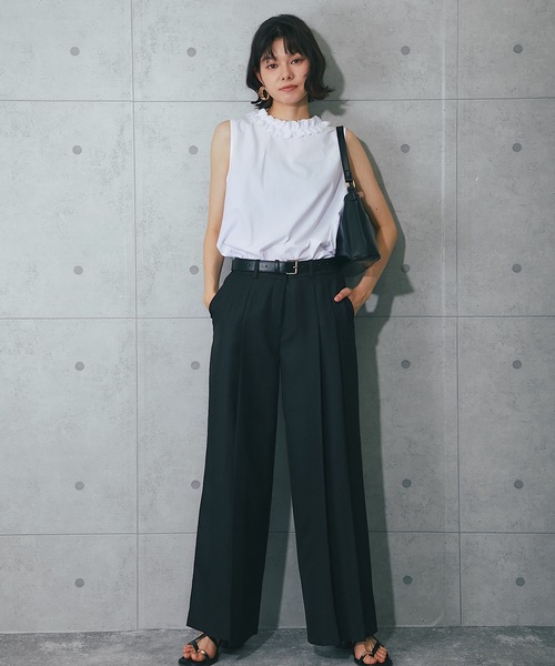 SMILE ORCHID(スマイルオーキッド)の「前後2wayフリルトップス(シャツ/ブラウス・レディース・ブラック/ホワイト/ブルー・M)」の15枚目の写真