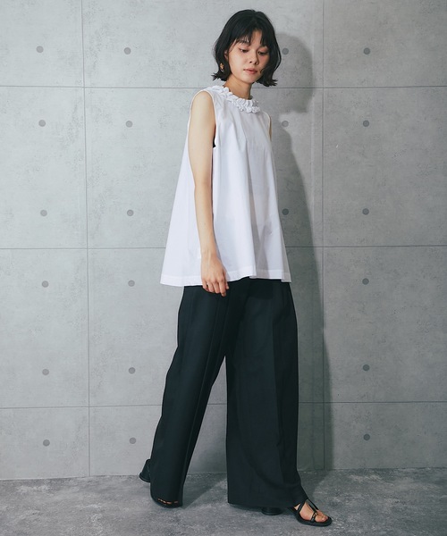 SMILE ORCHID(スマイルオーキッド)の「前後2wayフリルトップス(シャツ/ブラウス・レディース・ブラック/ホワイト/ブルー・M)」の12枚目の写真