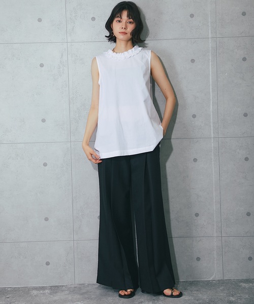 SMILE ORCHID(スマイルオーキッド)の「前後2wayフリルトップス(シャツ/ブラウス・レディース・ブラック/ホワイト/ブルー・M)」の21枚目の写真