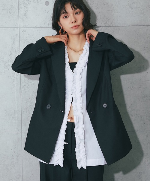 SMILE ORCHID(スマイルオーキッド)の「前後2wayフリルトップス(シャツ/ブラウス・レディース・ブラック/ホワイト/ブルー・M)」の22枚目の写真