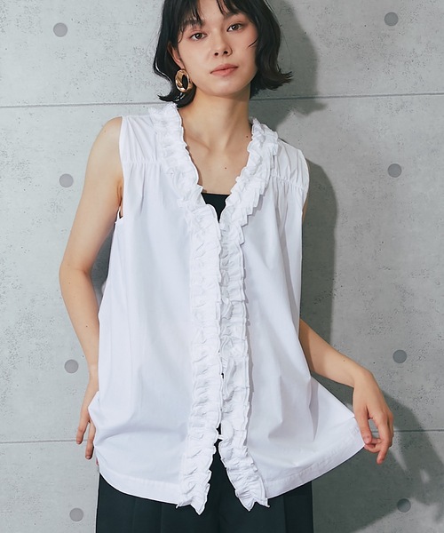 SMILE ORCHID(スマイルオーキッド)の「前後2wayフリルトップス(シャツ/ブラウス・レディース・ブラック/ホワイト/ブルー・M)」の20枚目の写真