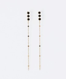 JUPITER（ジュピター）の「【K10】天然石ペタルチェーンピアス/モテピアス/ターコイズ/オニキス<動画あり>（ピアス（両耳用））」