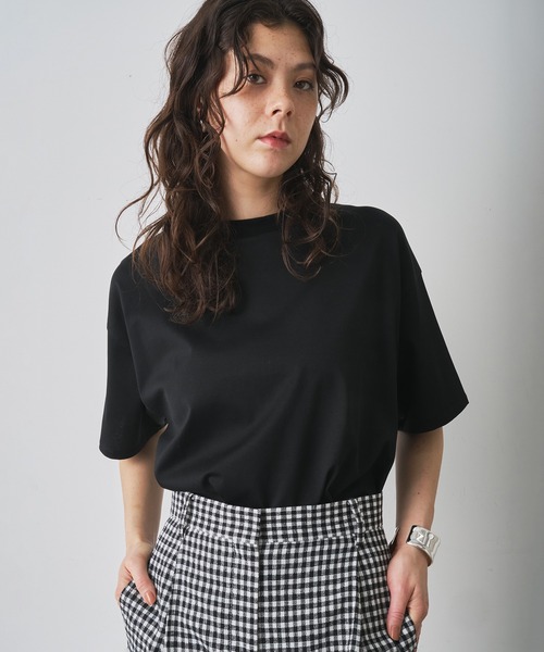 Whim Gazette ウィムガゼット　シアーチュールプルオーバー　ブラック クルーコットンジャージープルオーバー（Tシャツ/カットソー