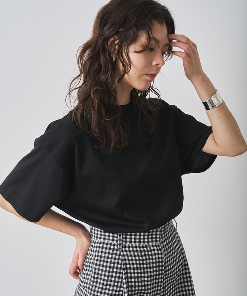 Whim Gazette(ウィムガゼット)の「クルーコットンジャージープルオーバー(Tシャツ/カットソー・レディース・ブラック/ホワイト・FREE)」の10枚目の写真