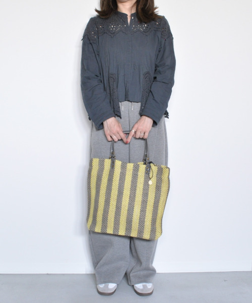 CLEDRAN（クレドラン）の「【手機ならではの質感】CL3761 HAND＆WORK STRIPE JUTE TOTE（トートバッグ・レディース・ブラック系その他/イエロー系その他・FREE）」の14枚目の写真