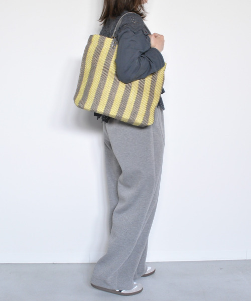 CLEDRAN（クレドラン）の「【手機ならではの質感】CL3761 HAND＆WORK STRIPE JUTE TOTE（トートバッグ・レディース・ブラック系その他/イエロー系その他・FREE）」の15枚目の写真