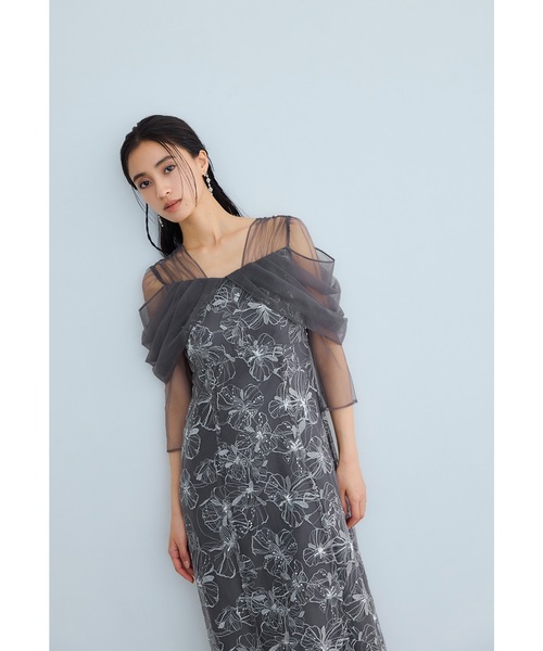 オフショルダースパンコール刺繍レースドレス 結婚式 成人式 二次会 同窓会 オフショルダースパンコール刺繍レースドレス 結婚式 成人式 二次会