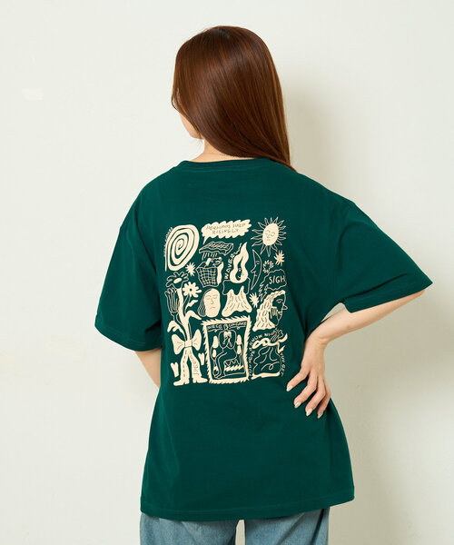 BIRTHDAY BAR(バースデイバー)の「norahi x BIRTHDAY BAR Tシャツ(Tシャツ/カットソー・レディース・ダークグリーン/インディゴブルー/ホワイト・MEDIUM/LARGE)」の1枚目の写真