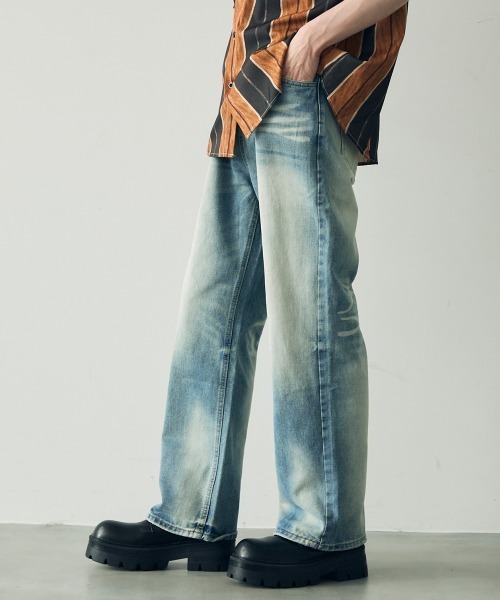 ウォッシュ ストレートデニムパンツ r-3768 セール】Vintage Wash Straight Denim Pants / ビンテージ