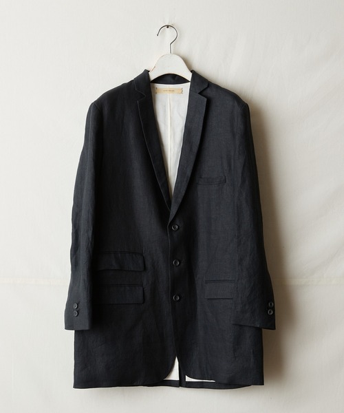 suzuki takayuki(スズキタカユキ)の「long jacket Ⅰ(テーラードジャケット・メンズ・ブラック/アイボリー/グレー・02/00/01)」の2枚目の写真