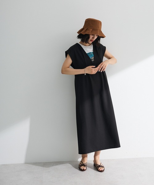 Green　Parks（グリーンパークス）の「フレンチスリーブレースアップジャンスカ（ジャンパースカート・レディース・ブラック/ライトグレー/モカ・FREE）」の2枚目の写真