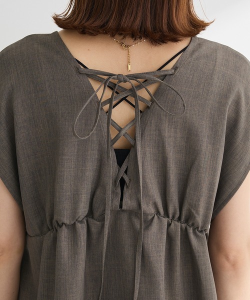 Green　Parks（グリーンパークス）の「フレンチスリーブレースアップジャンスカ（ジャンパースカート・レディース・ブラック/ライトグレー/モカ・FREE）」の22枚目の写真