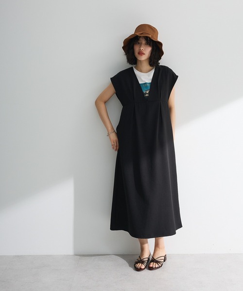 Green　Parks（グリーンパークス）の「フレンチスリーブレースアップジャンスカ（ジャンパースカート・レディース・ブラック/ライトグレー/モカ・FREE）」の4枚目の写真