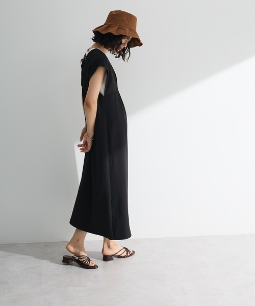 Green　Parks（グリーンパークス）の「フレンチスリーブレースアップジャンスカ（ジャンパースカート・レディース・ブラック/ライトグレー/モカ・FREE）」の6枚目の写真