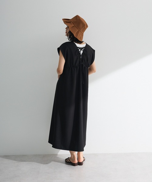 Green　Parks（グリーンパークス）の「フレンチスリーブレースアップジャンスカ（ジャンパースカート・レディース・ブラック/ライトグレー/モカ・FREE）」の7枚目の写真