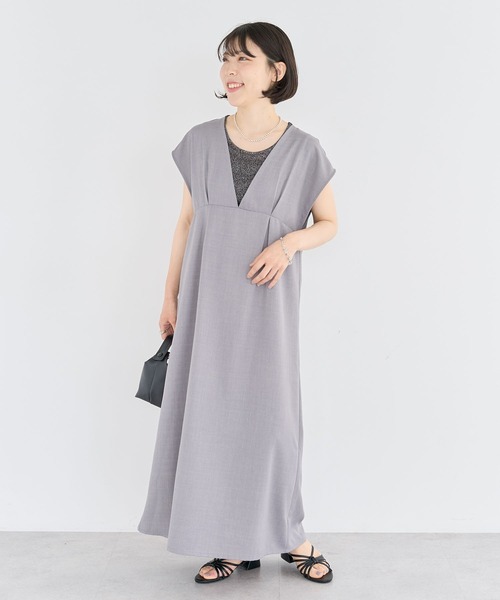 Green　Parks（グリーンパークス）の「フレンチスリーブレースアップジャンスカ（ジャンパースカート・レディース・ブラック/ライトグレー/モカ・FREE）」の10枚目の写真