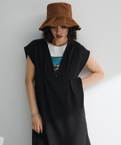 Green　Parks（グリーンパークス）の「フレンチスリーブレースアップジャンスカ（ジャンパースカート・レディース・ブラック/ライトグレー/モカ・FREE）」の8枚目の写真