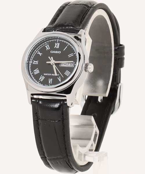 CASIO（カシオ）の「CASIO カシオ  /ベーシックアナログ レザーバンド ラウンドフェイス 腕時計 日常生活防水 /// MTP レザーシリーズ（アナログ腕時計・レディース・ブラック×ホワイト/ブラック×ブラック/ホワイト×ブラウン・FREE）」の5枚目の写真