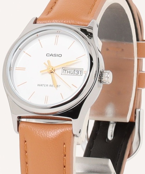 CASIO（カシオ）の「CASIO カシオ  /ベーシックアナログ レザーバンド ラウンドフェイス 腕時計 日常生活防水 /// MTP レザーシリーズ（アナログ腕時計・レディース・ブラック×ホワイト/ブラック×ブラック/ホワイト×ブラウン・FREE）」の6枚目の写真