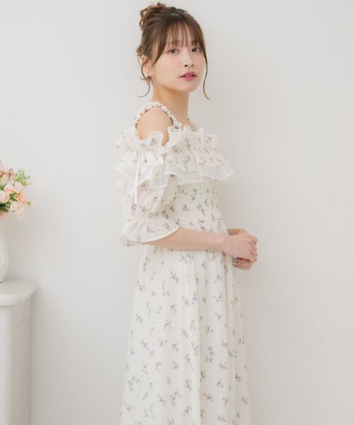 未使用　モガ フリル袖ワンピース ベージュ フリル袖 ワンピース 90cm 未使用に近い - メルカリ