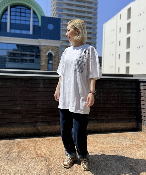 SNOOPY×OLD BETTY'S（スヌーピーカケルオールドベティーズ）の「スヌーピー【SNOOPY】O/E Heavy Weight 1Pocket T-shirts（Tシャツ/カットソー・レディース・ホワイト/ブラック・S/M/XL/L）」の14枚目の写真