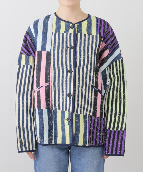 ジャケット・アウター Miii セール】【Mii / ミイ】LONG SLEEVE KANTHA JK（ノーカラー