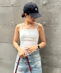 ISOOK | 【ISOOK / アイスー】天竺カップ付きダブルストラップキャミ / ベアキャミソール ブラトップ インナーキャミ 2本ストラップ タンクトップ インナー ホワイト ブラック ブラウン 白 黒 茶 ZOZOTOWN限定(キャミソール)