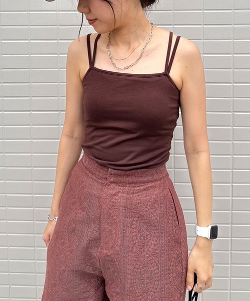 ISOOK / アイスー】天竺カップ付きダブルストラップキャミ