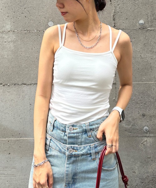 ISOOK(アイスー)の「【ISOOK / アイスー】天竺カップ付きダブルストラップキャミ / ベアキャミソール ブラトップ インナーキャミ 2本ストラップ タンクトップ インナー ホワイト ブラック ブラウン 白 黒 茶 ZOZOTOWN限定(キャミソール・レディース・ブラック/ホワイト/ブラウン・FREE)」の22枚目の写真