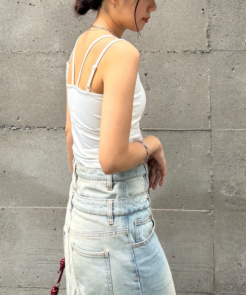 ISOOK(アイスー)の「【ISOOK / アイスー】天竺カップ付きダブルストラップキャミ / ベアキャミソール ブラトップ インナーキャミ 2本ストラップ タンクトップ インナー ホワイト ブラック ブラウン 白 黒 茶 ZOZOTOWN限定(キャミソール・レディース・ブラック/ホワイト/ブラウン・FREE)」の11枚目の写真