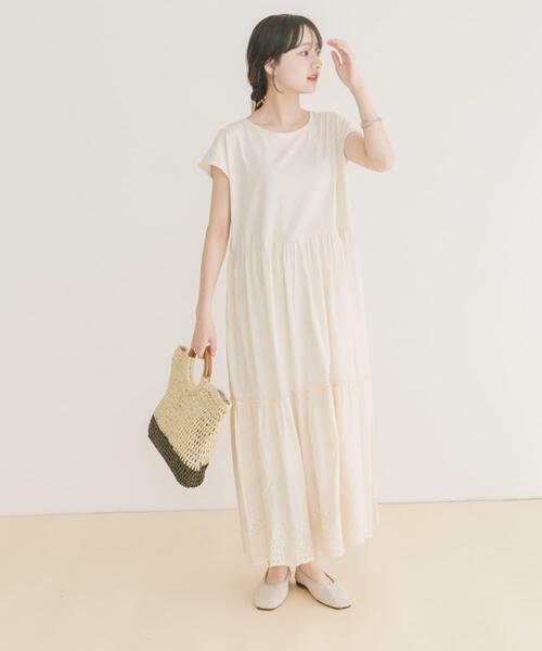 ITEMS URBANRESEARCH（アイテムズ アーバンリサーチ）の「ピグメントティアードワンピース（ワンピース・レディース・オレンジ/チャコールグレー/アイボリー・FREE）」の5枚目の写真