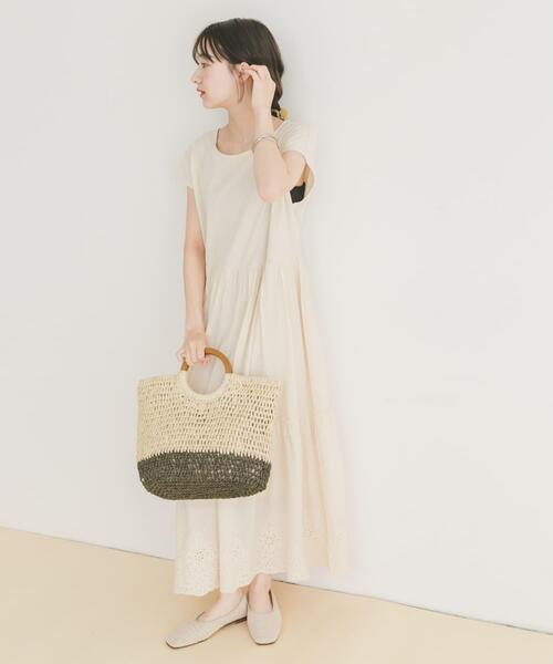 ITEMS URBANRESEARCH（アイテムズ アーバンリサーチ）の「ピグメントティアードワンピース（ワンピース・レディース・オレンジ/チャコールグレー/アイボリー・FREE）」の6枚目の写真