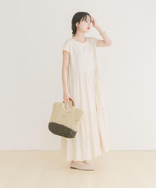 ITEMS URBANRESEARCH（アイテムズ アーバンリサーチ）の「ピグメントティアードワンピース（ワンピース・レディース・オレンジ/チャコールグレー/アイボリー・FREE）」の7枚目の写真