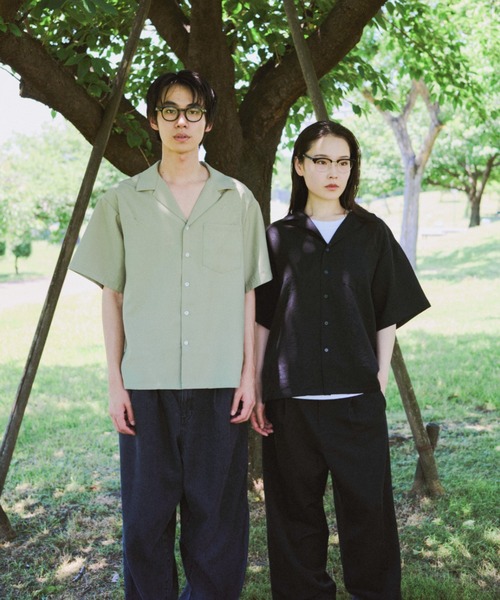 BROKEN BASE(ブロークンベース)の「オープンカラーシャツ(シャツ/ブラウス・メンズ・グリーン/ブラック・MEDIUM/LARGE)」の4枚目の写真