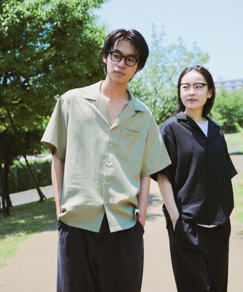BROKEN BASE(ブロークンベース)の「オープンカラーシャツ(シャツ/ブラウス・メンズ・グリーン/ブラック・MEDIUM/LARGE)」の21枚目の写真