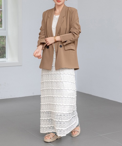 DAY CLOSET(デイ クローゼット)の「レディース ナチュラルなきれいめコーデ。フリルレースマキシワンピース(ワンピース・レディース・アイボリー/ブラック/ホワイト・FREE)」の15枚目の写真
