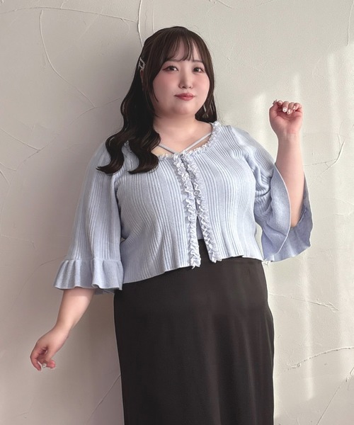 お値下げしました‼️★Louiosy フリルリブニットアンサンブル Louiosy ニット セーター 「大きいサイズ」フリルリブニット