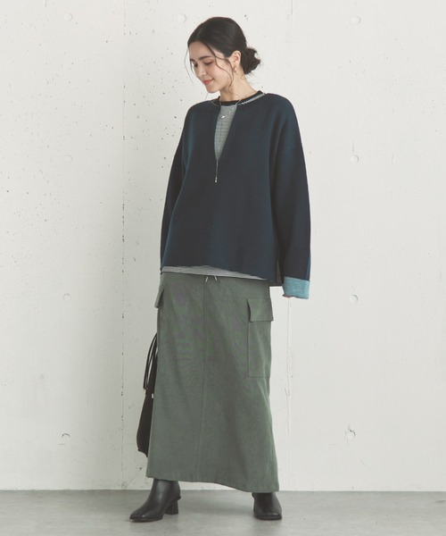 Doux archives（ドゥアルシーヴ）の「フェイクスエードカーゴスカート（スカート・レディース・モカ/チャコールグレー/カーキ・38）」の22枚目の写真