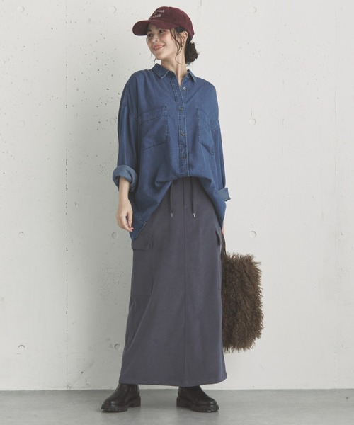 Doux archives（ドゥアルシーヴ）の「フェイクスエードカーゴスカート（スカート・レディース・モカ/チャコールグレー/カーキ・38）」の8枚目の写真